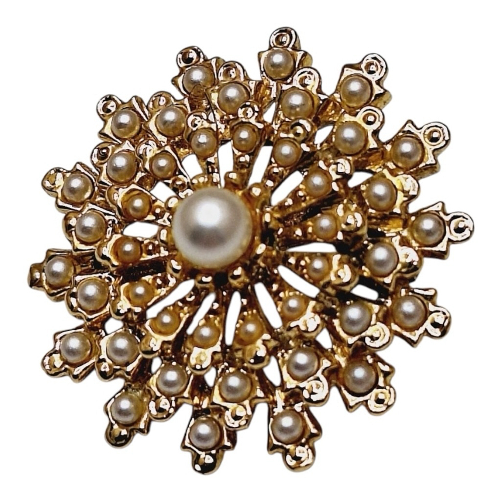 Vintage Gold Pearl Brooch